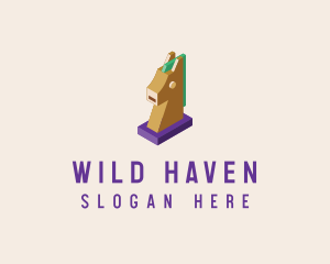 Isometric Horse Head logo design