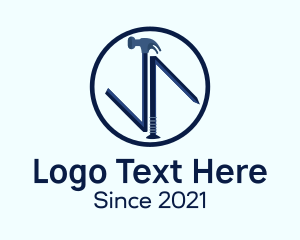 Nail - Hammer Nail Badge logo design