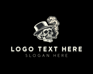 Hat - Smoking Skeleton Skull logo design