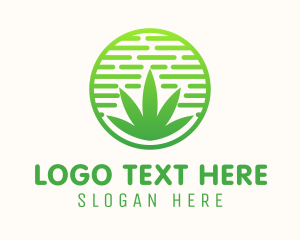 Lotus - Circular Weed Cannabis Badge logo design
