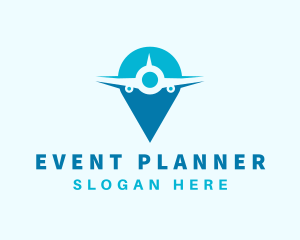 Tourism - Pin Location Airplane logo design