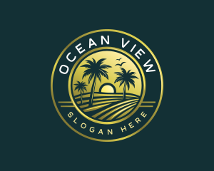 Travel Beach Sunset logo design