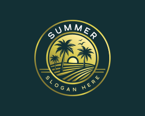 Travel Beach Sunset logo design