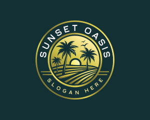 Travel Beach Sunset logo design