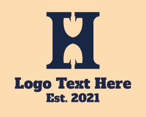 Landscape Architect - Letter H Shovel logo design