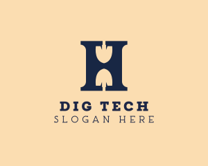 Dig - Shovel Digging Letter H logo design