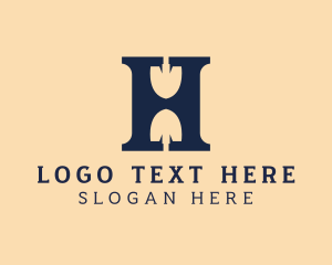 Tool - Shovel Digging Letter H logo design