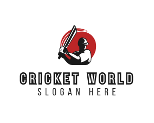 Cricket Player Bat Ball logo design