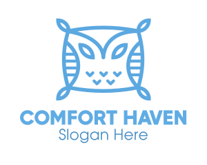 Cushion - Blue Owl Pillow logo design