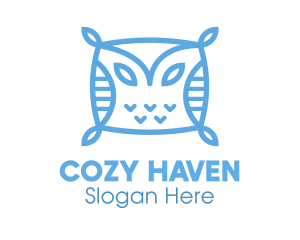 Bedroom - Blue Owl Pillow logo design