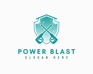 Power Washer Cleaning Shield logo design