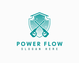 Power Washer Cleaning Shield logo design