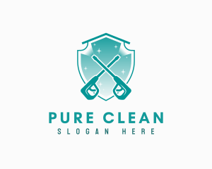 Power Washer Cleaning Shield logo design