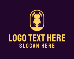 Recording - Microphone Live Podcast logo design
