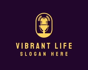 Microphone Live Podcast logo design