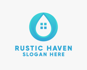 House Water Droplet  Logo