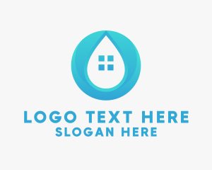 Water Station - House Water Droplet logo design