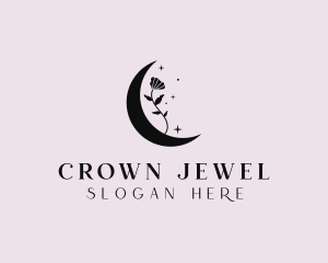 Crescent Flower Moon logo design