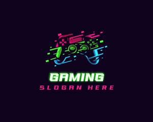 Glitch Gaming Controller logo design