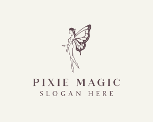 Pixie - Flying Beauty Fairy logo design