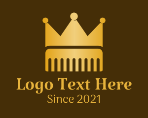 Gold - Crown Barber Comb logo design