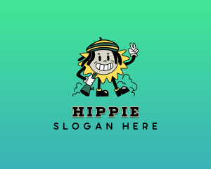 Cartoon Retro Marijuana  Logo