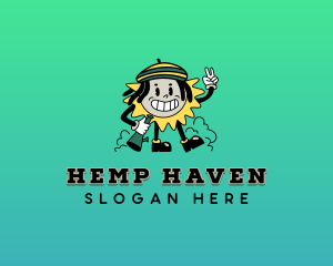 Cartoon Retro Marijuana  logo design