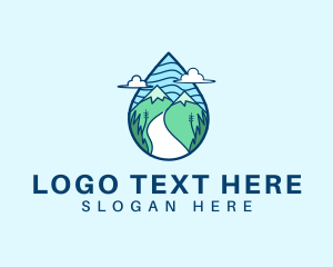 Mineral Water - Mountain Water Droplet logo design