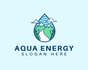 Hydropower - Mountain Water Droplet logo design