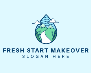 Mountain Water Droplet  logo design