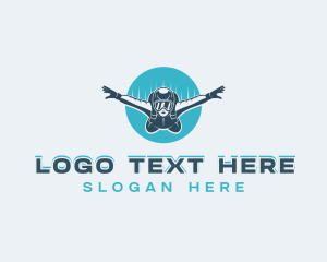 Mountain Biking - Outdoor Skydiving Adventure logo design