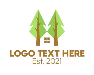 Pine Trees - Eco Friendly House Tree logo design