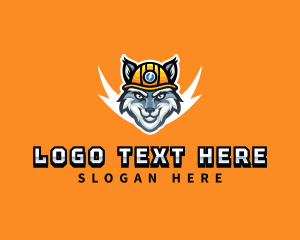 Construction Wolf Worker Logo