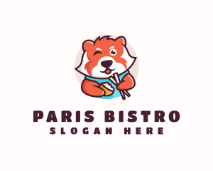 Red Panda Chopstick Bowl logo design