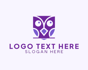 Birdwatcher - Geometric Owl Shapes logo design