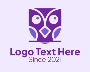 Wise - Purple Owl Shapes logo design