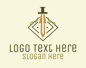 Heritage - Medieval Sword Badge logo design