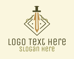 Medieval Sword Badge Logo