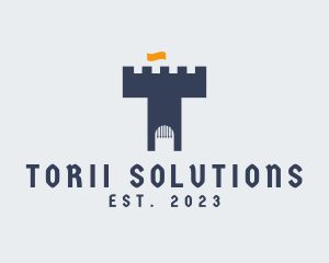 Medieval Castle Letter T Business logo design