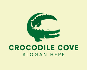 Green Crocodile Animal logo design