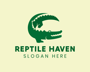 Green Crocodile Animal logo design