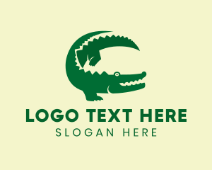 Animal - Green Crocodile Animal logo design
