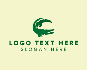 Green Crocodile Animal logo design