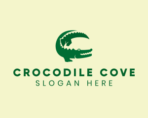 Green Crocodile Animal logo design