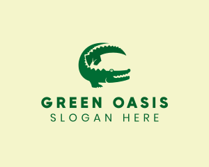 Green Crocodile Animal logo design