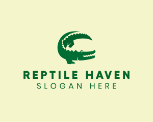 Green Crocodile Animal logo design