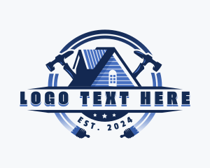 Paintbrush - Hammer Carpentry Construction logo design