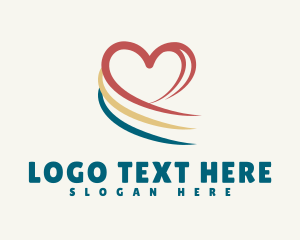 Online Dating - Dating Heart Swoosh logo design