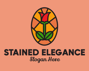 Stained - Rose Flower Mosaic logo design