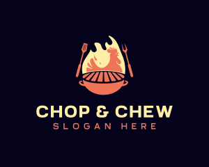 Flaming - Chicken Grill Barbecue logo design